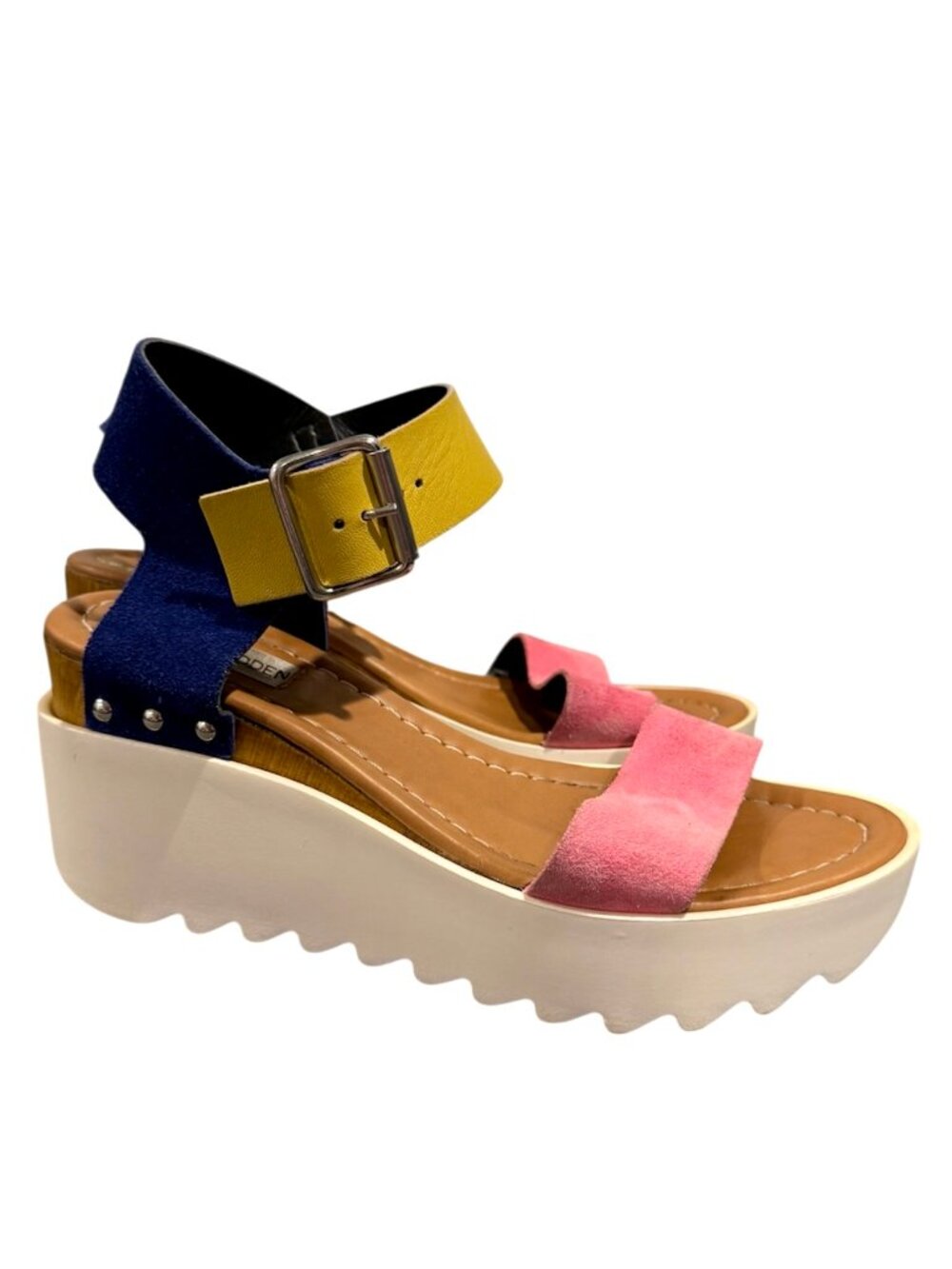 Steve Madden Keanu Platform Sandals Women's EU 38 US 8 Colorblock Leather Italy